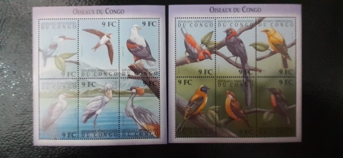 Congo-Fauna,pasari-serie completa ,nestampilate MNH (C1)