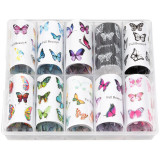 Cumpara ieftin Set Folii Transfer LUXORISE #61 Butterfly Touch, 10 buc, LUXORISE Nail Art