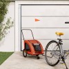Remorcă Bicicletă Animale de Companie vidaXL Portocalie 63.5x124.5x66cm, Oxford/Fier, Căruț Transport C&acirc;ini, Siguranță Sporită
