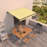 Cumpara ieftin Copertină retractabilă manual, galben și alb, 350x250 cm