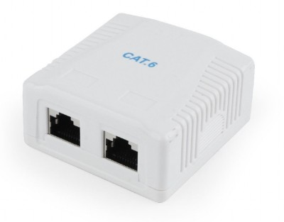 PRIZA RJ45 GEMBIRD Cat6. pt. FTP, 2 x RJ45, include kit montare, white, &amp;quot;NCAC-2F6-01&amp;quot; foto
