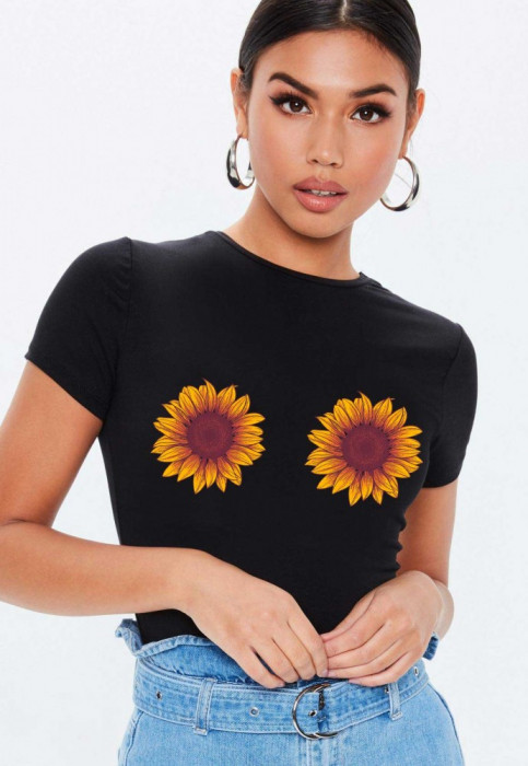 Tricou dama negru - Sunflower - 2XL