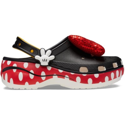 Saboti Crocs Minnie Mouse Classic Platform Clog Alb - White foto