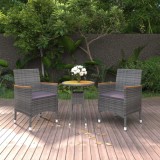 Cumpara ieftin Gossi set mobilier de gradina, 3 piese, gri, poliratan