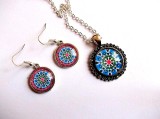 Set bijuterii sticla cu mandala 32500, Set bijuterii handmade