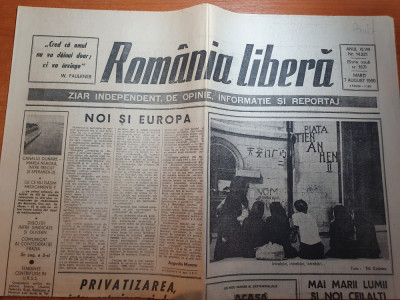 ziarul romania libera 7 august 1990-art.&amp;quot;noi si europa&amp;quot; foto