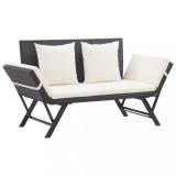 Gossi banca de gradina cu perne, negru, 176 cm, poliratan