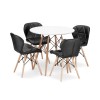 Set masa rotunda stil scandinav + 4 scaune Lago, Artool, MDF si lemn, alb si negru, 60x50 cm, Leobert