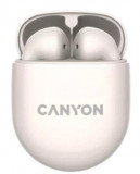 Casti True Wireless Canyon TWS-6, Bluetooth, Touch Control, Gaming Mode, Microfon (Alb)