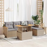 VidaXL Set canapele grădină cu perne 6 piese bej poliratan/lemn acacia 3327475