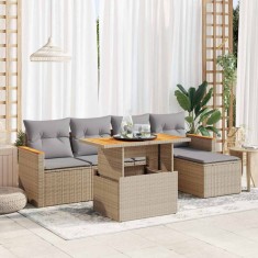 vidaXL Set canapele grădină cu perne 6 piese bej poliratan/lemn acacia 3327475