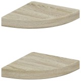 Cumpara ieftin Rafturi colt de perete, 2 buc., stejar, 25 x 25 x 3,8 cm, MDF