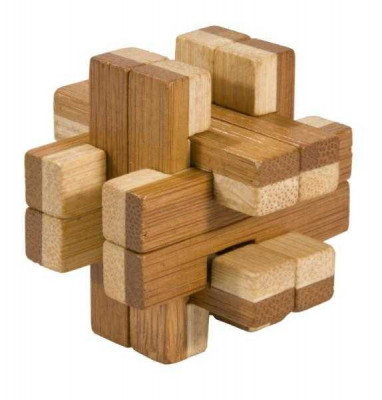 Joc logic IQ din lemn bambus in cutie metalica Doubleblock foto