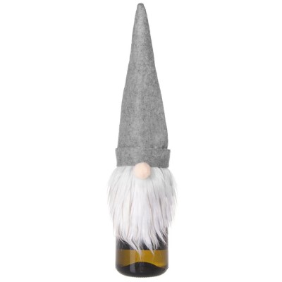 Decoratiune pentru butelii de vin sau sticle de suc, model pitic, 37 x 12 cm, gri foto