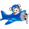 Sticker decorativ Ursulet Pilot, Albastru, 82 cm, 5637ST