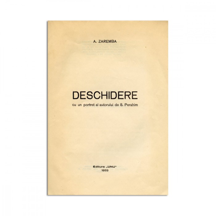 A. Zaremba, Deschidere, 1933, exemplar numerotat