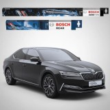 Cumpara ieftin Set 3 stergatoare SKODA SUPERB III (3V3) din 2015 - 2024, pentru parbriz si luneta, Bosch, din cauciuc grafitat