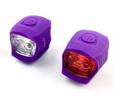 Set Far Stop Bicicleta LED Violet S90, 2 LED, Silicon, Baterii Incluse, Lumina Fata Spate, Accesorii Biciclete