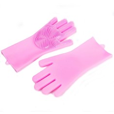Manusi de silicon Timeless Tools, pentru spalat vase, curatare, Roz