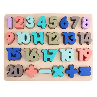 Puzzle lemn 3D numere si operatiuni 1 &amp;ndash; 20 Pastel - JH-170 foto