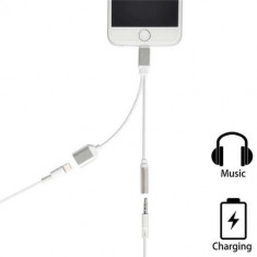 Adaptor iPhone 2 in 1 Mufa Incarcare Lightning Si Casti Audio Jack foto