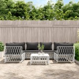 vidaXL Set mobilier gradina 7 piese alb cu perne otel tesut textilena modular canapea masa