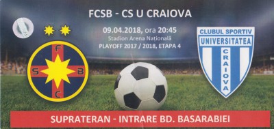 M5 - BILET ACCES PARCARE - FCSB STEAUA - UNIVERSITATEA CRAIOVA - 09 04 2018 foto