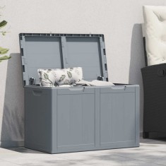vidaXL Cutie de depozitare pentru grădină, gri, 180L, aspect de lemn din PP