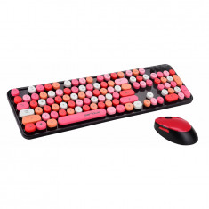 Kit wireless tastatura + mouse Serioux Retro, rosu