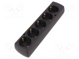 Conector alimentare AC mamă spliter 2P PE 250VAC 16A negru JONEX