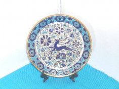 Farfurie ceramica cloisonne, hand made - Cerb - marcata Nassos Rodos Hellas foto