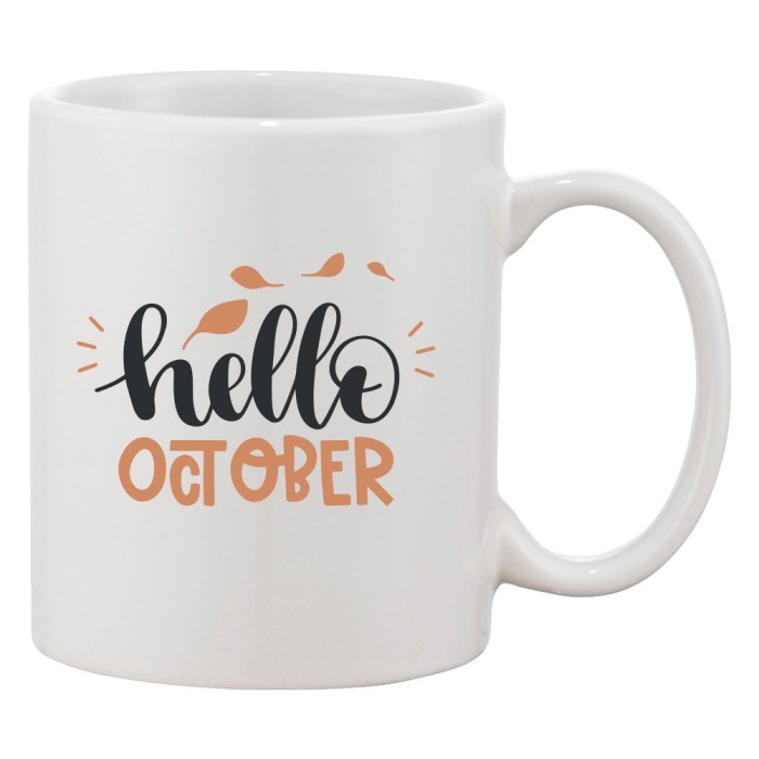 Cana alba personalizata &#039;Hello october&#039;, INOVATIX&reg;. 330ml
