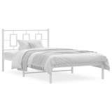 Cumpara ieftin Cadru de pat din metal cu tablie, alb, 107x203 cm