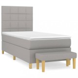 Cumpara ieftin Pat continental cu saltea, gri deschis, 80x200 cm, textil
