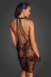 Rochie neagra midi din tul cu bretele de catifea la spate, Noir Handmade