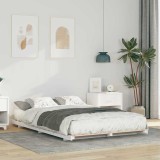 VidaXL Cadru de pat de podea Alb 120 x190 cm Lemn masiv de pin