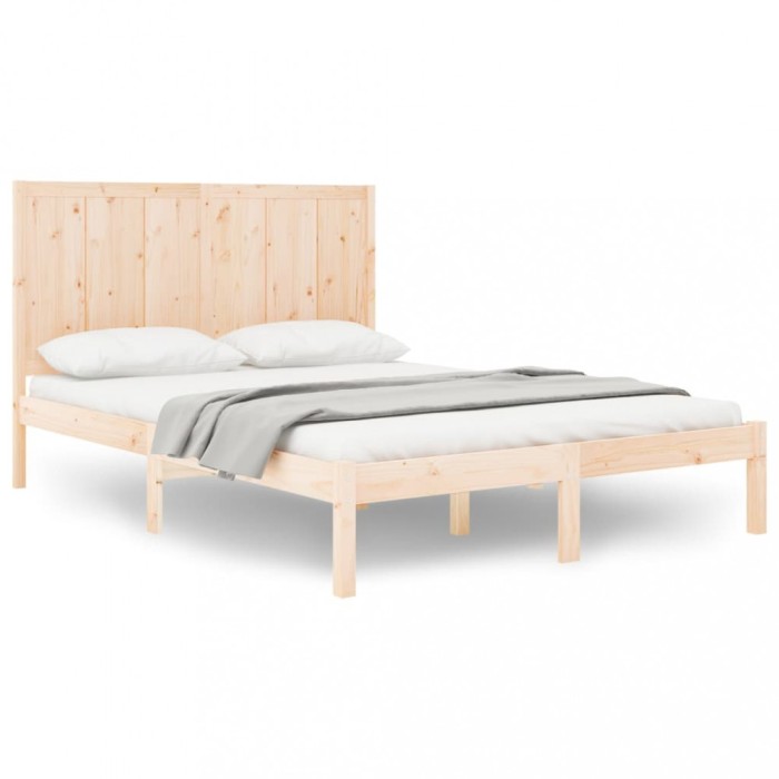 Cadru de pat fara saltea, 135x190 cm, lemn masiv de pin