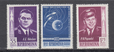 ROMANIA 1962 LP 547 PRIMUL ZBOR IN GRUP - VOSTOK 3 SI 4 SERIE MNH foto