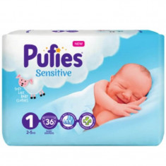 Scutece Baby Sensitive Nr. 1, 2-5 kg, 36 bucati, Pufies