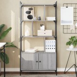 vidaXL Bibliotecă cu uși gri sonoma 76,5x30x154,5 cm lemn compozit