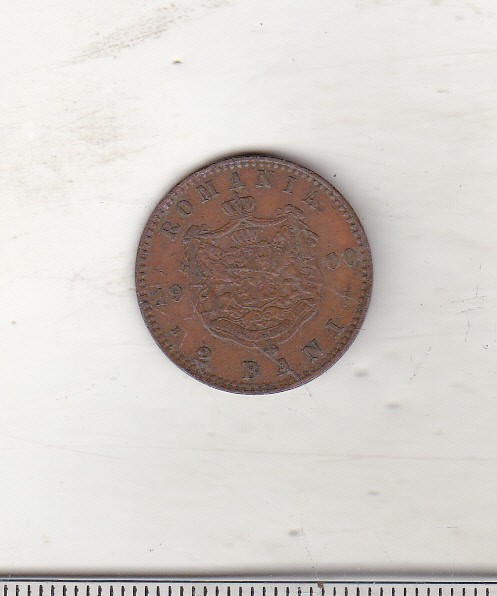 bnk mnd Romania 2 bani 1900 , riduri la ureche