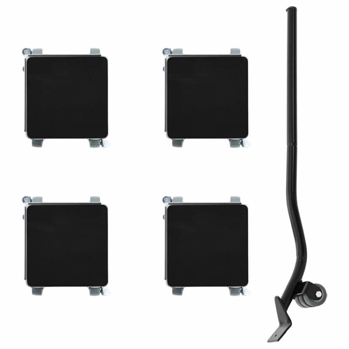 Role pentru mobilă, 4 buc., cu dispozitiv de ridicare, 13,5x13,5x6 cm, oțel, 1300 kg