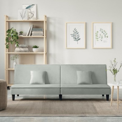 Gossi canapea extensibila, gri deschis, catifea foto