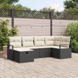 VidaXL Set de canapele pentru grădină cu pernă 6 pcs Negru Rattan poli