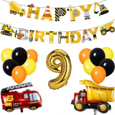 Set 16 piese baloane si decoratiuni pentru aniversare 9 ani, latex, folie, multicolor foto