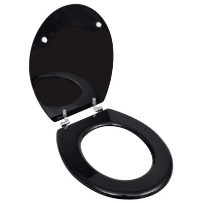 Capac WC, negru, MDF, model simplu foto