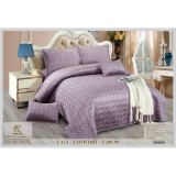 Cumpara ieftin Cuvertura de pat si 4 Fete de Perna din Catifea, Matlasata, 220 x 240 cm, Set 5 piese, Lila - EAT302