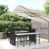 VidaXL Set mobilier bar de grădină cu perne, 9 piese, negru, poliratan