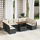 Cumpara ieftin Set de canapele pentru grădină cu pernă 10 pcs Negru și Crem