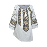 Bluza dama tip ie 024, alb trandafir/maro deschis , marimea L